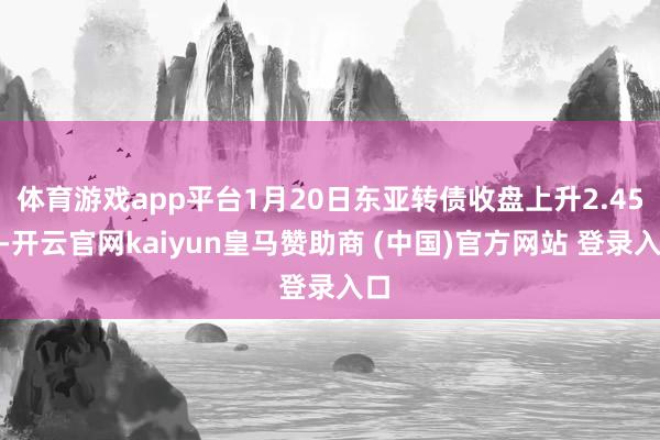 体育游戏app平台1月20日东亚转债收盘上升2.45%-开云官网kaiyun皇马赞助商 (中国)官方网站 登录入口